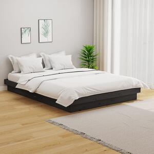 King Size szürke tömör fa ágykeret 150 x 200 cm