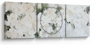 Kép - Fehér virág absztrakció (órával) (90x30 cm)