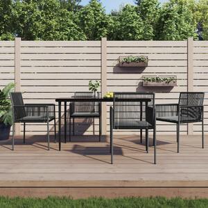 4 db fekete polyrattan kerti szék párnával 54x60,5x83,5 cm