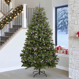 Mű karácsonyfa 270 cm 300 LED Meleg fehér PVC és Acél Zöld