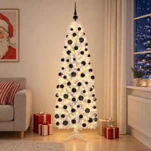 Karcsú műkarácsonyfa gömbökkel 180 cm 300 LED Meleg fehér