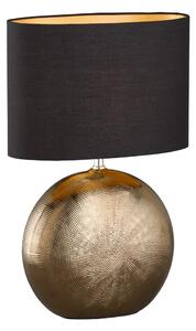 Fekete-bronzszínű kerámia asztali lámpa textil búrával (magasság 53 cm) Foro – Fischer & Honsel