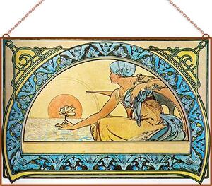 Alfons Mucha - Vízililiom üvegkép, falikép