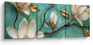 Kép - 3D magnóliák (órával) (90x30 cm)
