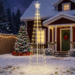 LED-es kúpos karácsonyfa 180 cm 250 LED Meleg fehér Acél Fehér