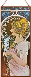 Alfons Mucha - Pávatollas hölgy üvegkép, falikép