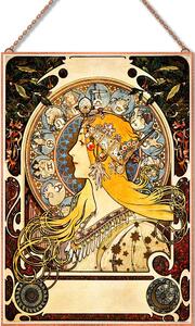 Alphonse Mucha - Zodiákus üvegkép, falikép