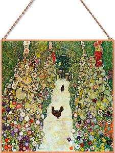 Klimt - Kerti ösvény tyúkokkal üvegkép, falikép