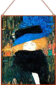 Klimt-Színes hajú hölgy üvegkép, falikép