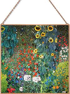 Gustav Klimt - Kert napraforgókkal üvegkép, falikép