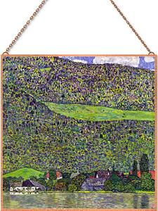 Gustav Klimt - Domboldal az Attersee-nél üvegkép, falikép