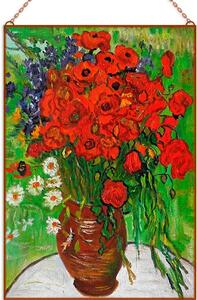 Van Gogh-Red Poppies Daisies üvegkép, falikép