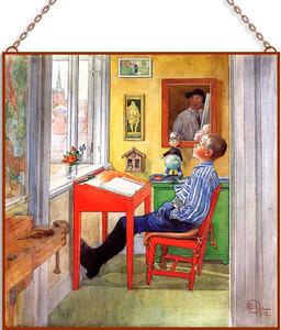 Carl Larsson - Esbjörn doing his homework üvegkép, falikép