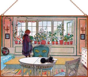 Carl Larsson - Blomsterfönstret üvegkép, falikép