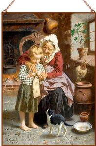 Eugenio Zampighi - Her First Lesson üvegkép, falikép