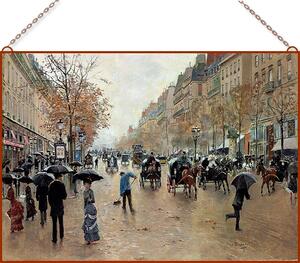 Jean Georges Beraud - Boulevard Poissonniere en Automne üvegkép, falik