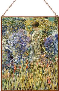 Frederick Carl Frieseke - Lady in a Garden üvegkép, falikép