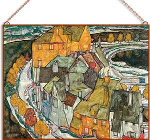 Egon Schiele - Crescent of Houses üvegkép, falikép