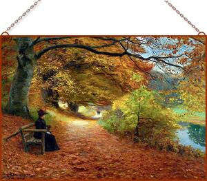 H A. Brendekilde - A Wooded Path in Autumn üvegkép, falikép
