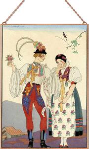 George Barbier - Le Coq du Village üvegkép, falikép