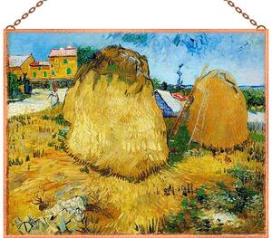 Vincent van Gogh - Haystacks_in_Provence üvegkép, falikép