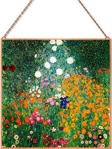 Gustav Klimt - Virágos kert üvegkép, falikép