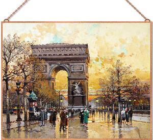Eugène Galien-Laloue - Arc de Triomphe in the Fall üvegkép, falikép