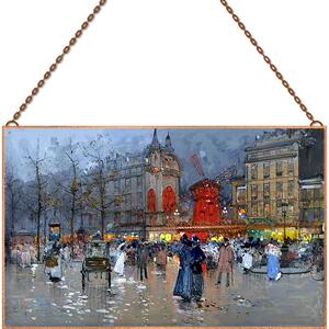 Eugène Galien-Laloue - Le Moulin Rouge Paris üvegkép, falikép