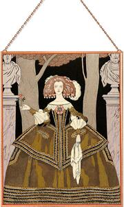 George Barbier - La rose de l’infante Costume de Worth üvegkép, faliké