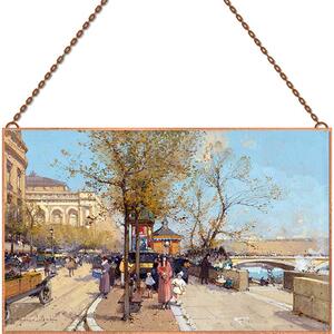 Eugène Galien-Laloue - A stroll by the Seine üvegkép, falikép
