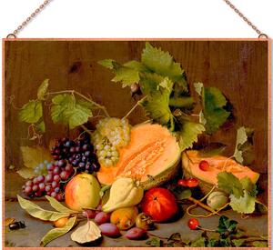 Still life Fruit piece with melons and grapes üvegkép, falikép