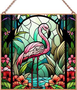 Flamingó díszüveg üvegkép, falikép