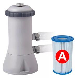 INTEX MetalPrism Set kör alakú medence szett 366 x 76 cm, 2m³ papírszűrős vízforgató rendszerrel, Hydro Aeration befúvóval, 6503 literes, szürke (26712)