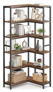 VASAGLE 6 szintes könyvespolc és sarokpolc, 24 x 102 x 175,2 cm, rusztikus barna és tintafekete