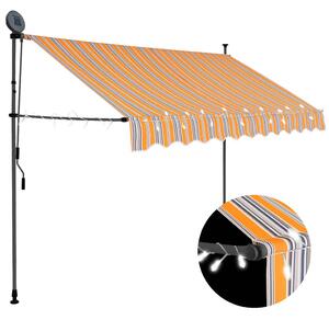 Sárga és kék kézzel kihúzható LED-es napellenző 250 cm