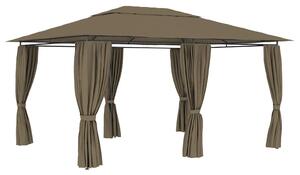 Tópszínű kerti pavilon függönyökkel 4 x 3 m 180 g/m²