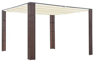 Barna és krémszínű polyrattan pavilon tetővel 300x300x200 cm