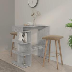 Betonszürke szerelt fa bárasztal tárolópolccal 100x50x101,5 cm