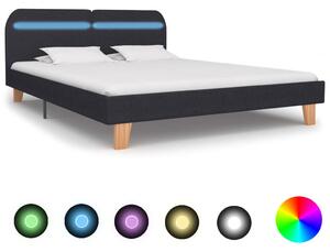 Sötétszürke szövet ágykeret LED-es matrac nélkül 150x200 cm