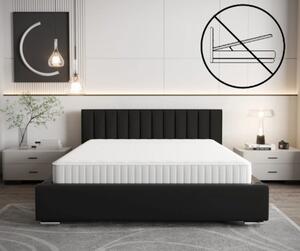 Modern kárpitozott ágy függőleges varrással a fejtámlán fekete színben tárhely nélkül