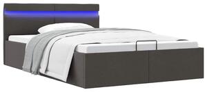 Sötétszürke LED-es szövetágy hidraulikus tárolóval 140 x 200 cm