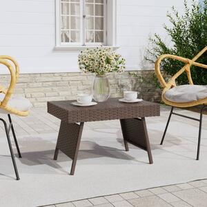 Barna összecsukható polyrattan kisasztal 60 x 40 x 38 cm