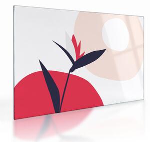 Üveg kép - Rózsaszín virágos absztrakció N⁰1 (70x50 cm)