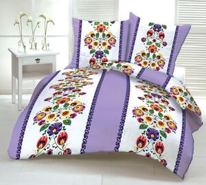 FOLK PURPLE krepp ágynemű DeLuxe Ágynemű mérete: 140x200 cm, A csomag tartalma: Készletcsomagolás