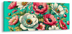 Kép - Virágok kék háttéren (120x50 cm)