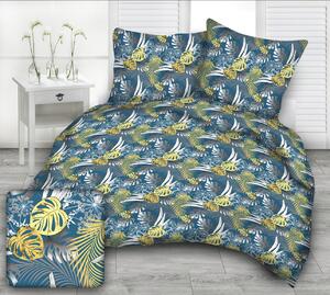 Monstera kék pamut ágynemű DeLuxe Ágynemű mérete: 140x200 cm, A csomag tartalma: Készletcsomagolás