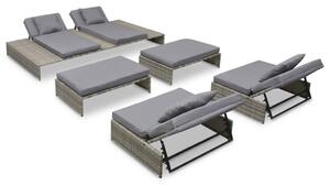 15 részes szürke kültéri polyrattan pihenőszett