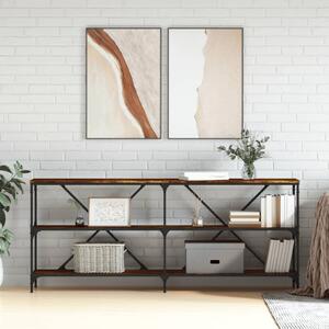 Füstös tölgy színű szerelt fa és vas tálalóasztal 180x30x75 cm