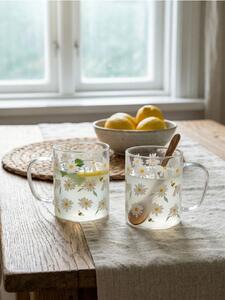Sinsay - Üveg bögrék margaréta mintával 2 pack - fehér