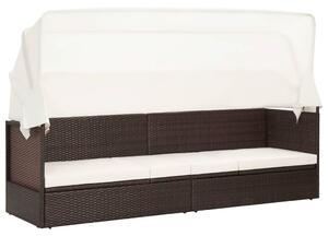Barna polyrattan kerti kanapé napellenzővel